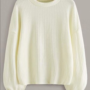 Ribbed drop shoulder solid sweater